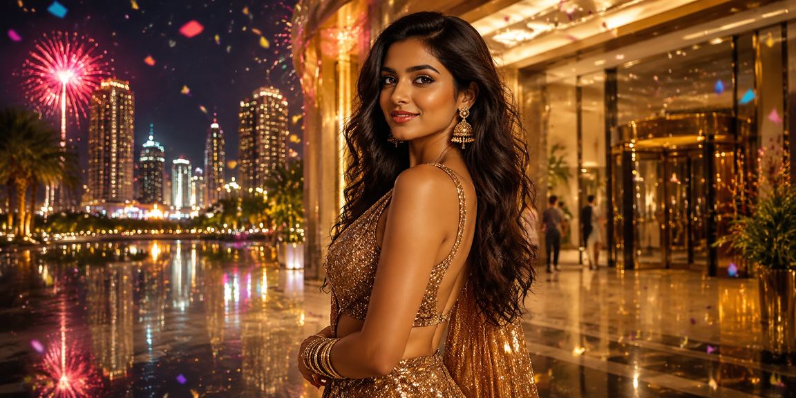 Indian model enjoying online casino on mobile device